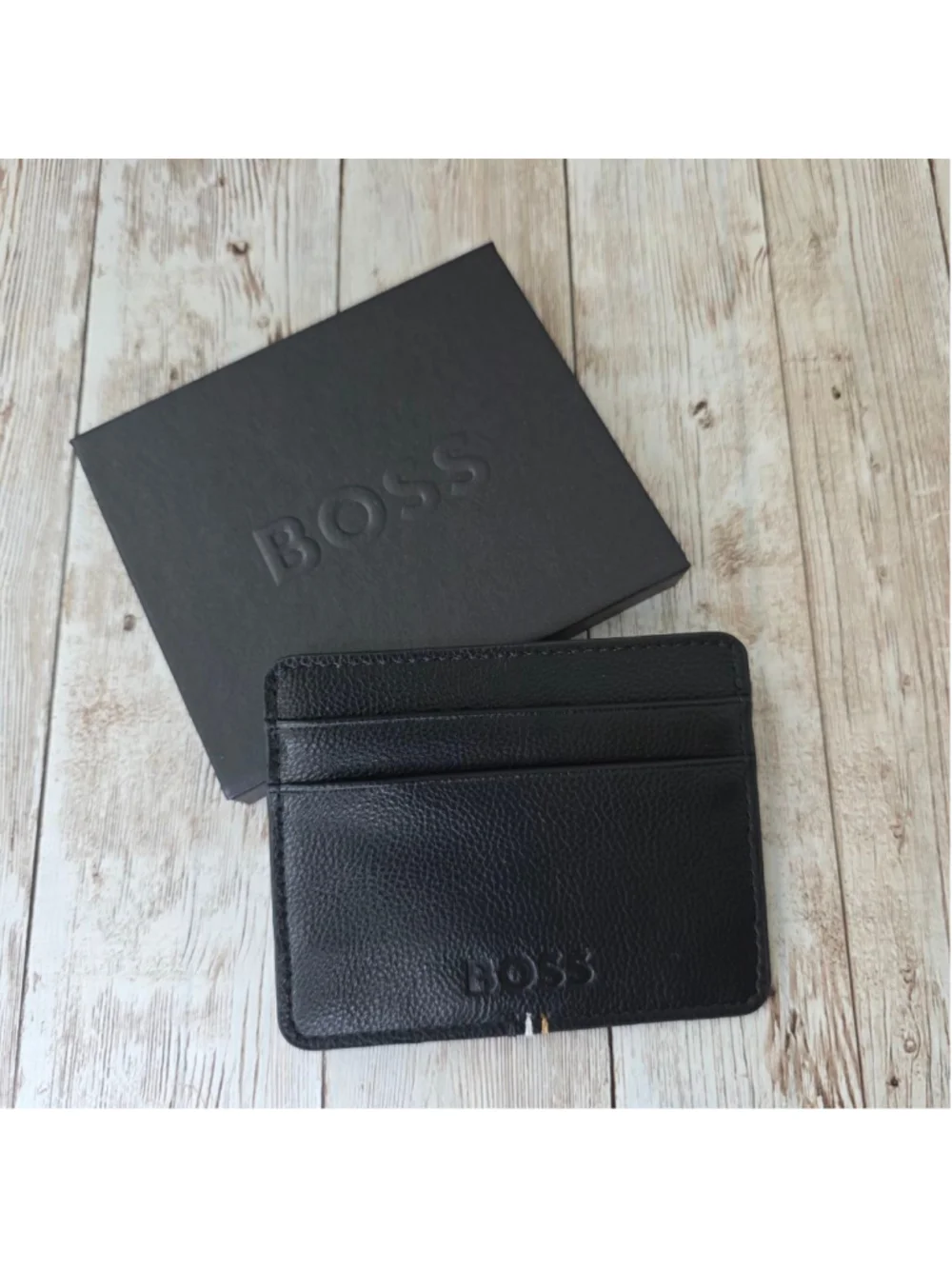 Men's BOSS Black Leather Card Holder NWOT